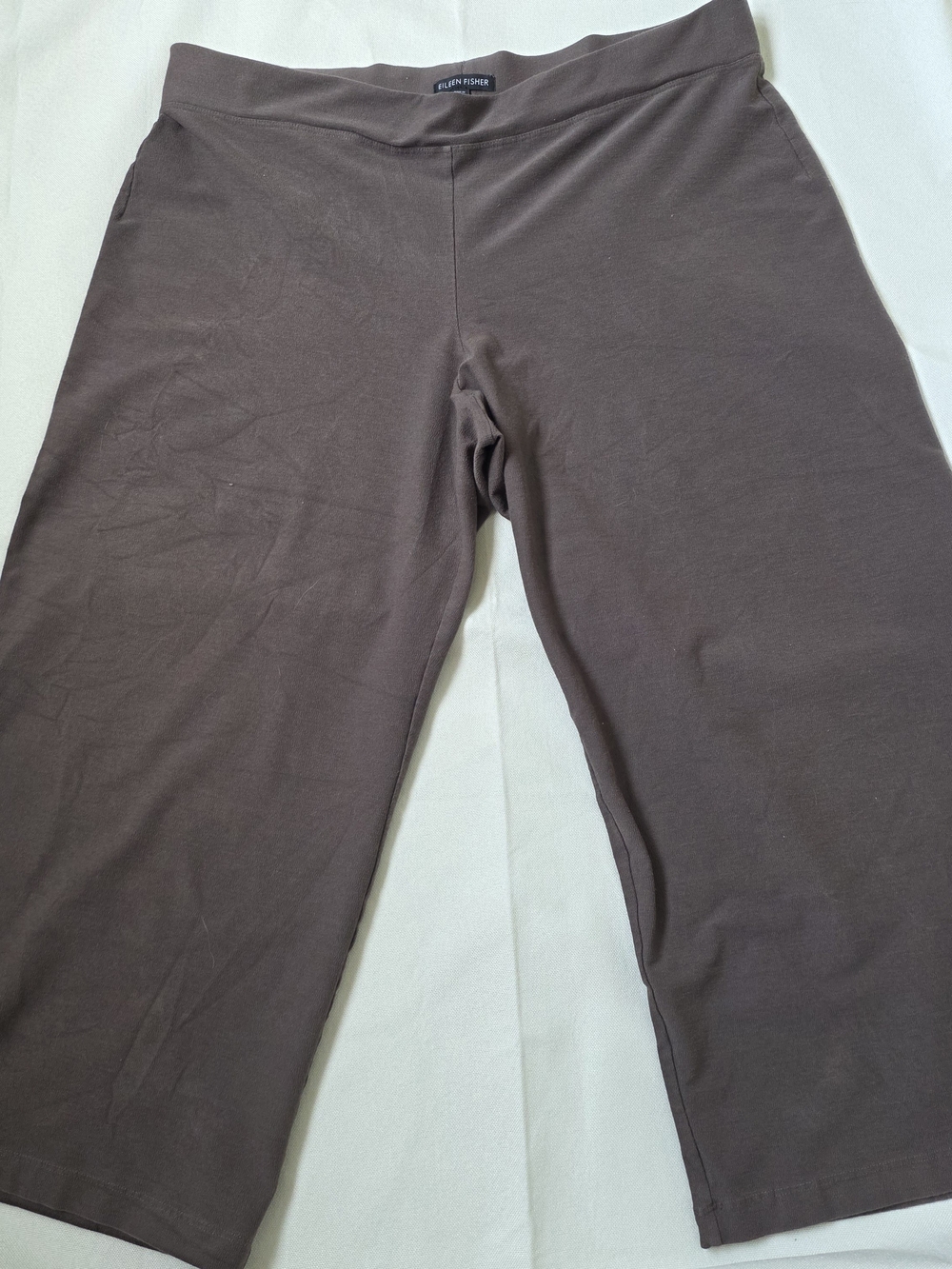 Eileen Fisher Cropped Wide-Leg Crepe Pants - Brownish Gray
